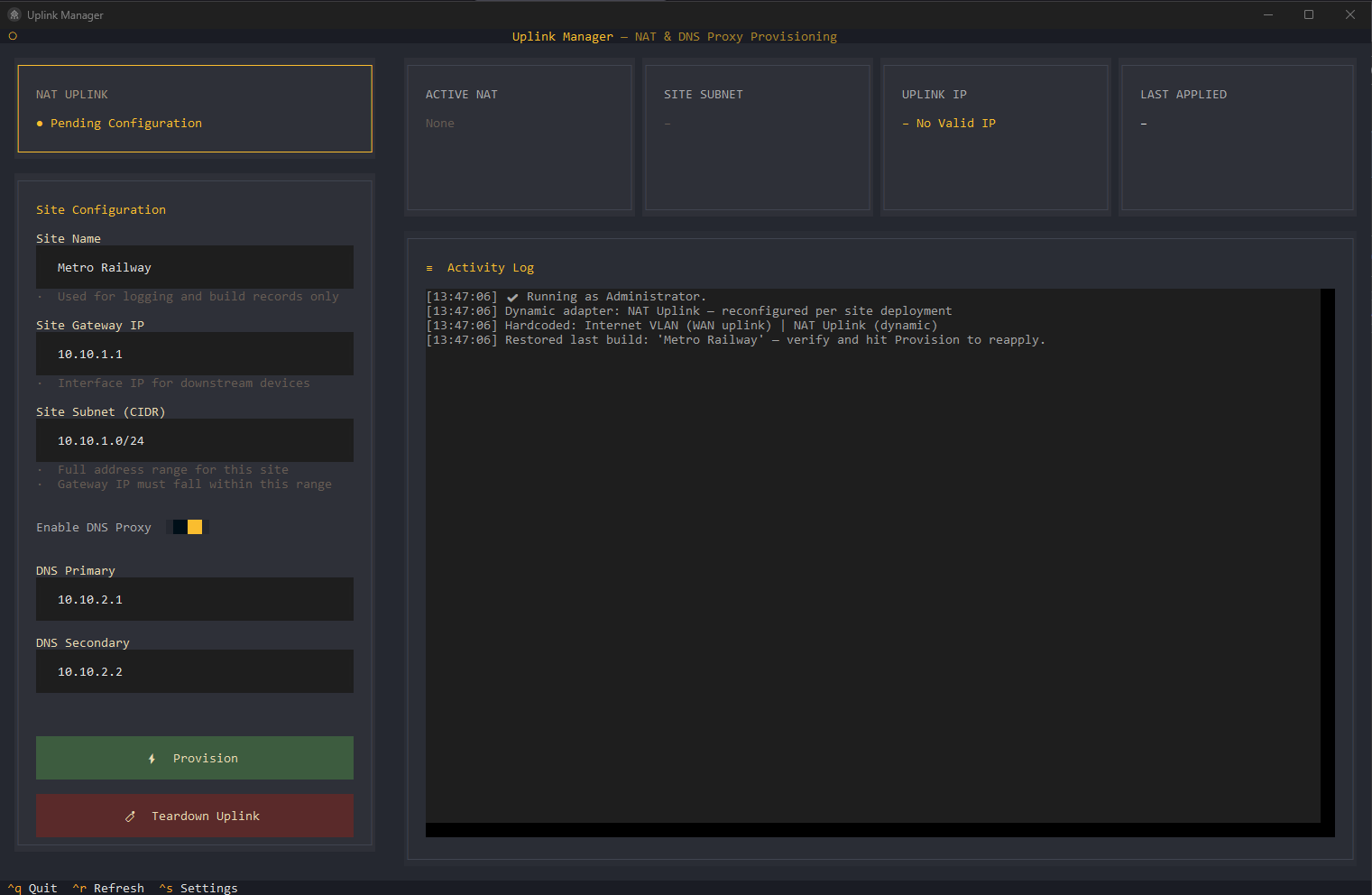 Uplink Manager GUI